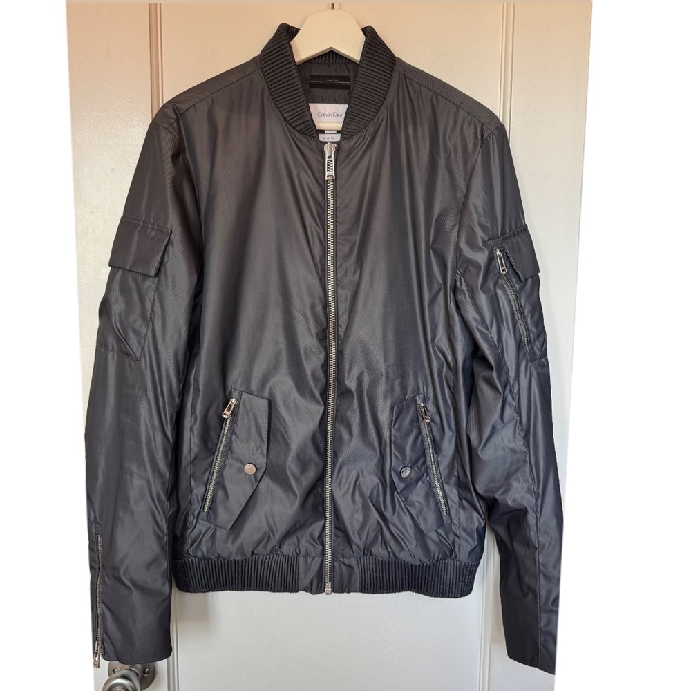 Calvin Klein Charcoal Slim Fit Bomber Jacket